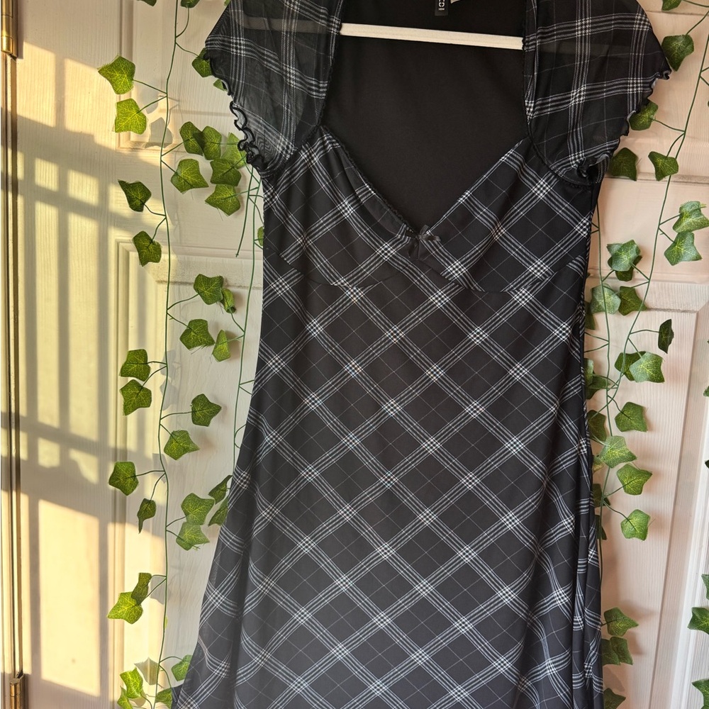 Cutesy Black and White Plaid Dress